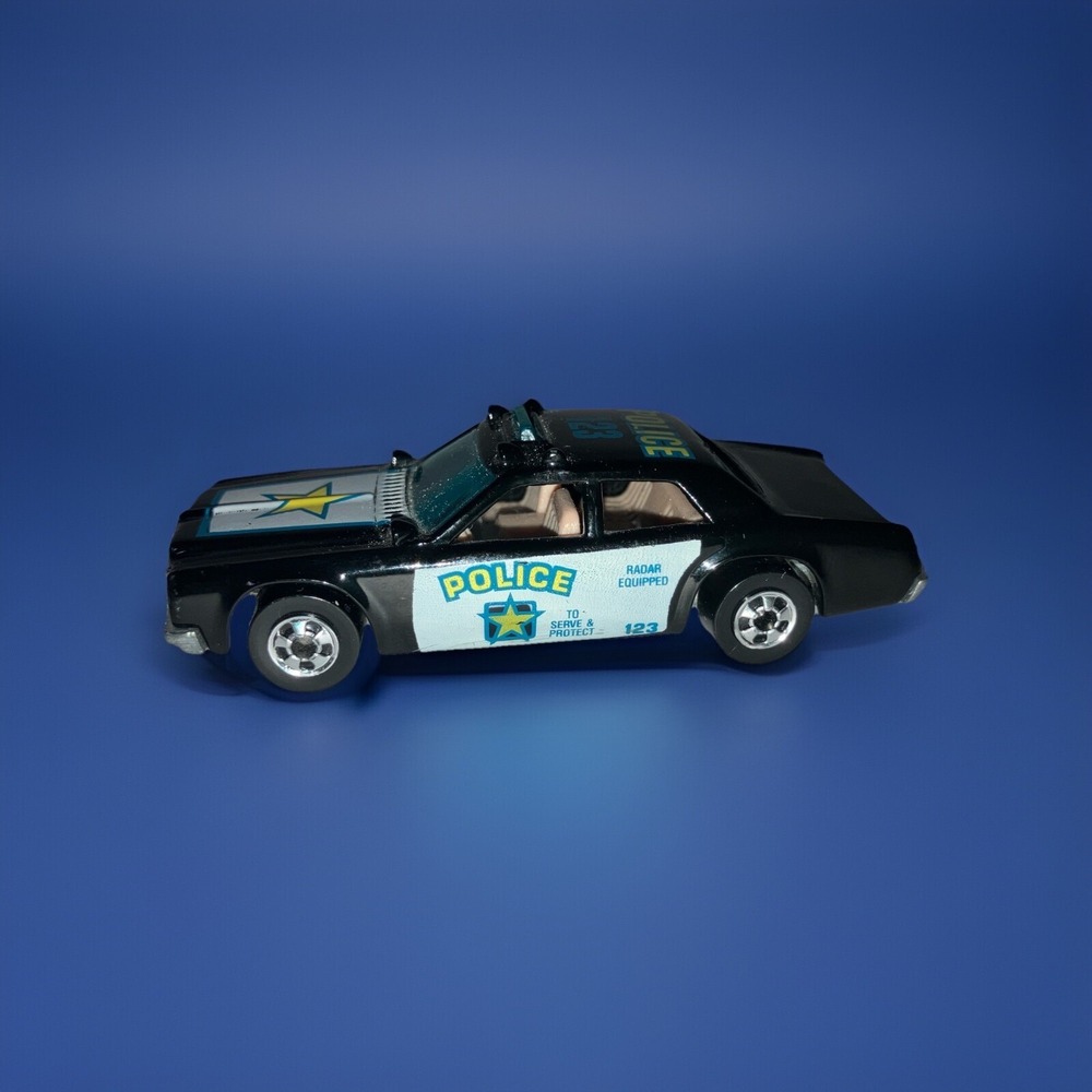 Vintage Mattel Hot Wheels Police 123 Diecast Car Black 1977 #1068